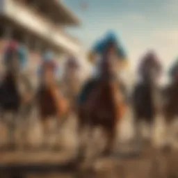 An elegant horse racing scene showcasing excitement and speed.