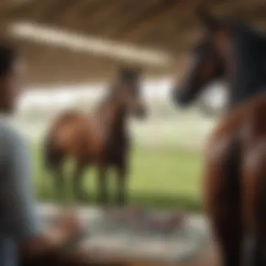 Trainer observing horses during a practice session