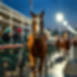 Harness racing horse at the starting gate