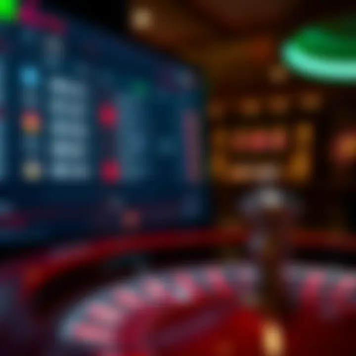 Close-up of a betting screen displaying odds and game options in an online casino.