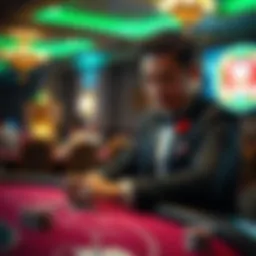 Casino card dealer at work showcasing skills in a vibrant gaming environment