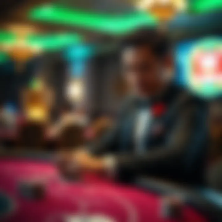 The Art of Card Dealing Casino card dealer at work showcasing skills in a vibrant gaming environment