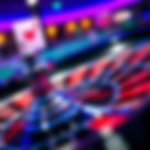 A close-up view of an online roulette wheel spinning with vibrant colors.