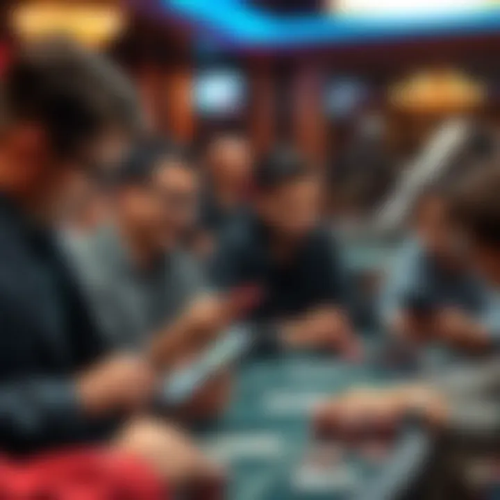 Collaborative Learning Experience in Poker Apps A group of players using poker learning applications on their devices.