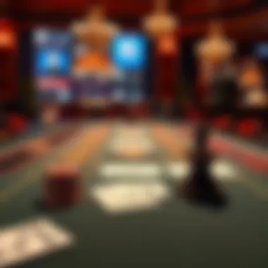 Elegant baccarat table with cards