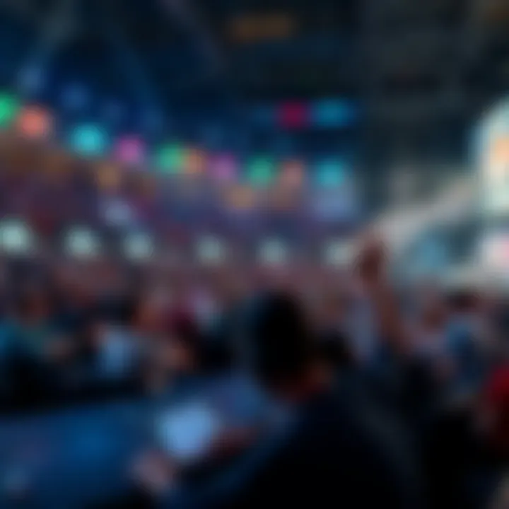 Dynamic Esports Arena A dynamic esports arena filled with enthusiastic fans and players