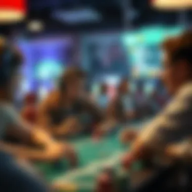 Mobile Gamers Competing An engaging scene of mobile gamers competing in a lively environment