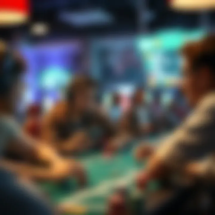 Mobile Gamers Competing An engaging scene of mobile gamers competing in a lively environment