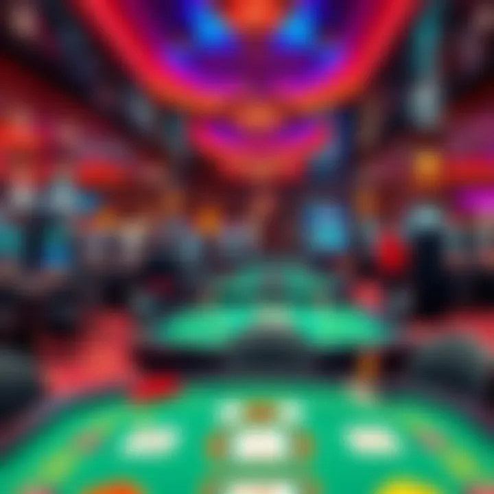 Interior of a luxury casino with vibrant gaming tables