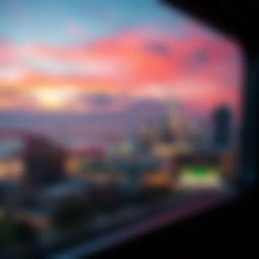 A scenic view of Atlantic City skyline from the bus window