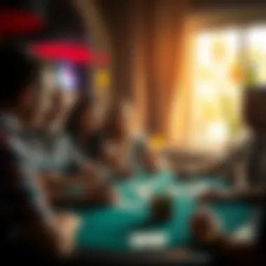 A group of friends enjoying a Caribbean Poker game