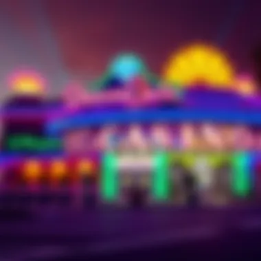 Exterior view of Diamond Jacks Casino showcasing its vibrant lights and architecture
