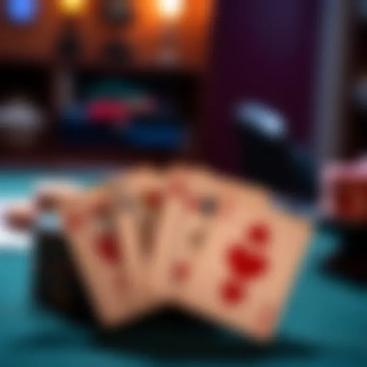 Elegant Poker-Themed Playing Cards Elegant poker-themed playing cards displayed on a table