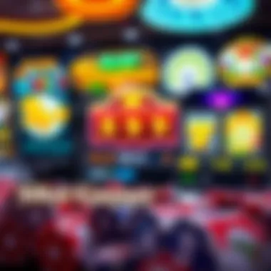 A vibrant display of various slot game themes