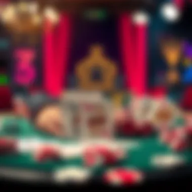 Various poker game types illustrated on a vibrant background