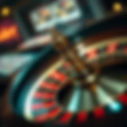 An elegant roulette wheel featuring red and black slots