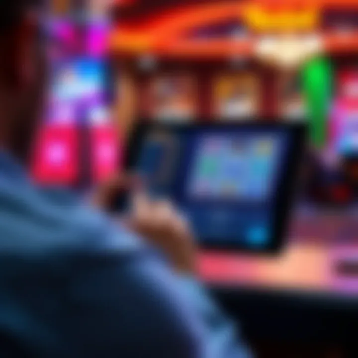 Interactive Gaming Experience Player engaging with a free online slot game on a tablet