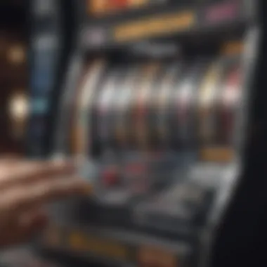 A close-up view of a player interacting with a virtual slot machine