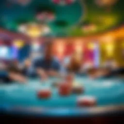 A digital poker table showcasing a vibrant game session