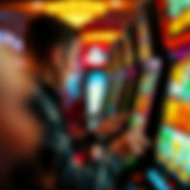 User Engagement with Slot Machine App User engaging with a slot machine app, highlighting player interaction