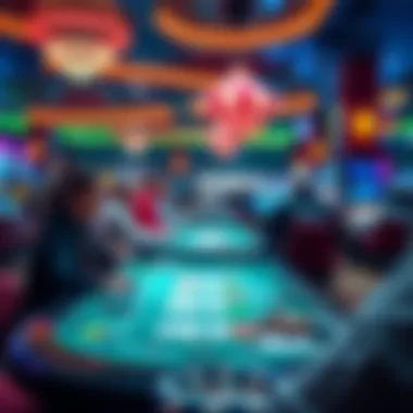 Vibrant casino interior showcasing various gaming tables