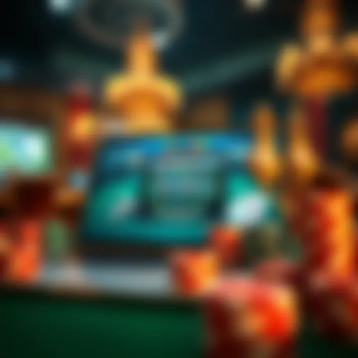 A picturesque online gambling interface displayed on a laptop