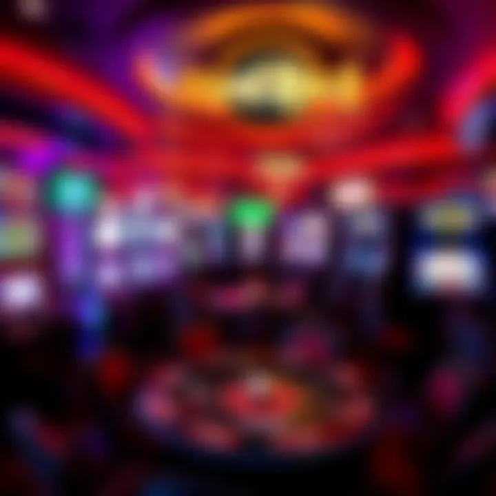 Interior gaming area featuring vibrant slot machines and lively atmosphere
