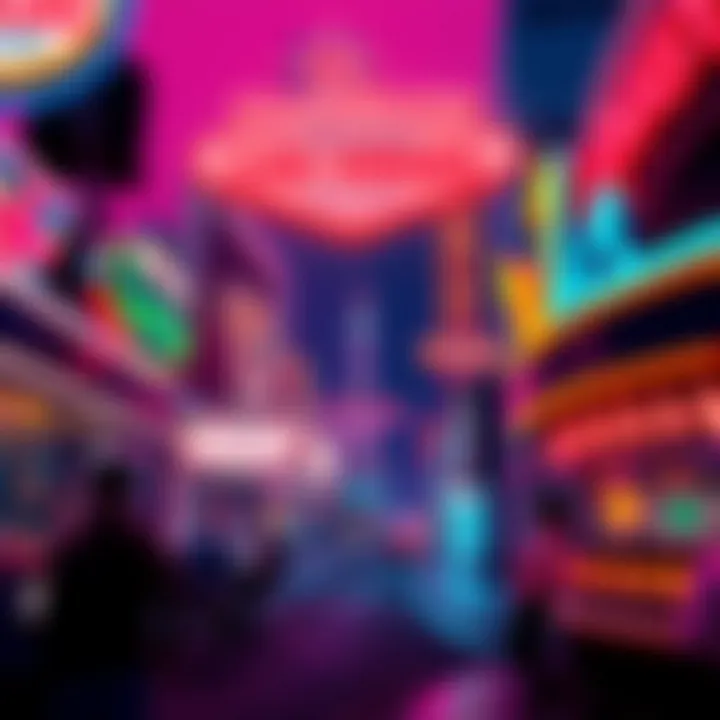Vibrant Neon Culture A vibrant display of neon lights and cultural elements that reflect Las Vegas's unique atmosphere.