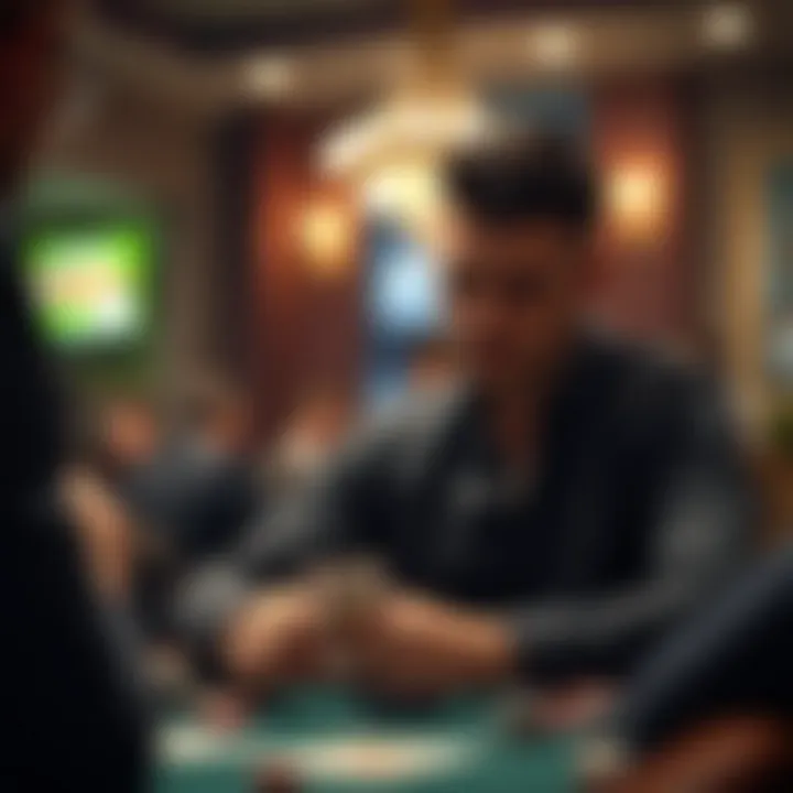 Player Strategy Analysis A confident player analyzing game strategies in a focused environment