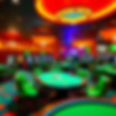 Luxurious casino interior with unique gaming tables and vibrant decor