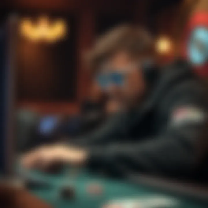 Strategic Engagement in Online Poker Player engaging in a strategic online poker session