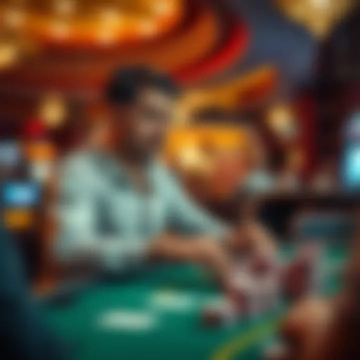 A player strategizing gameplay in a relaxed casino environment