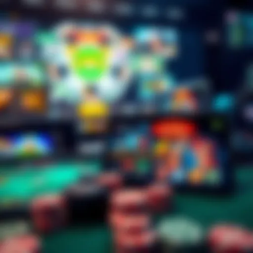 A captivating scene showcasing various online gaming options on digital devices.