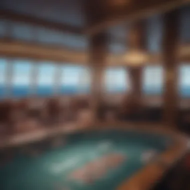 A scenic view of the ocean from the poker room onboard a cruise ship