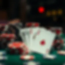 Visual representation of various poker chips and cards