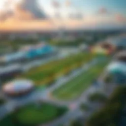 Aerial view of Pompano Park showcasing its vibrant atmosphere and racing tracks