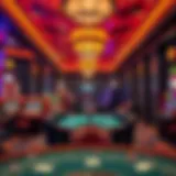 Elegant casino interior showcasing gaming tables and vibrant atmosphere