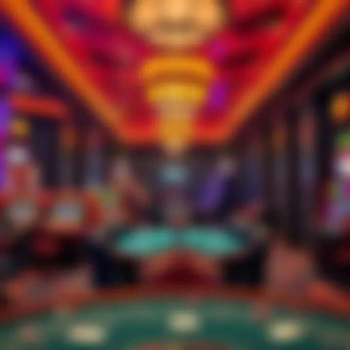 Elegant casino interior showcasing gaming tables and vibrant atmosphere