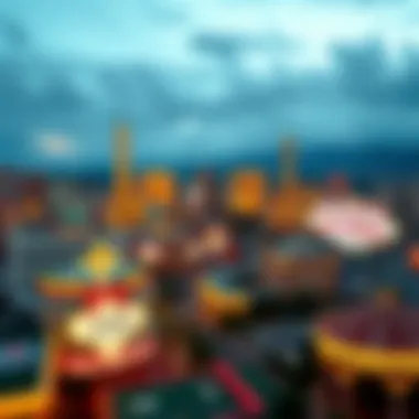 Las Vegas Panoramic View with Texas Attractions A panoramic view of Las Vegas with Texas-themed attractions highlighted