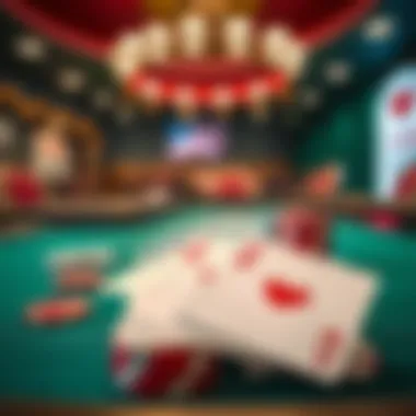Texas Hold'em Poker Table A close-up of a poker table featuring Texas Hold'em cards