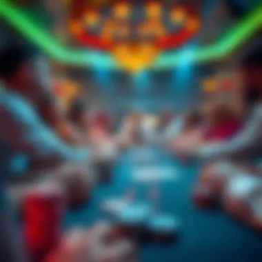 Illustration showcasing the vibrant atmosphere of a Texas Hold'em game.