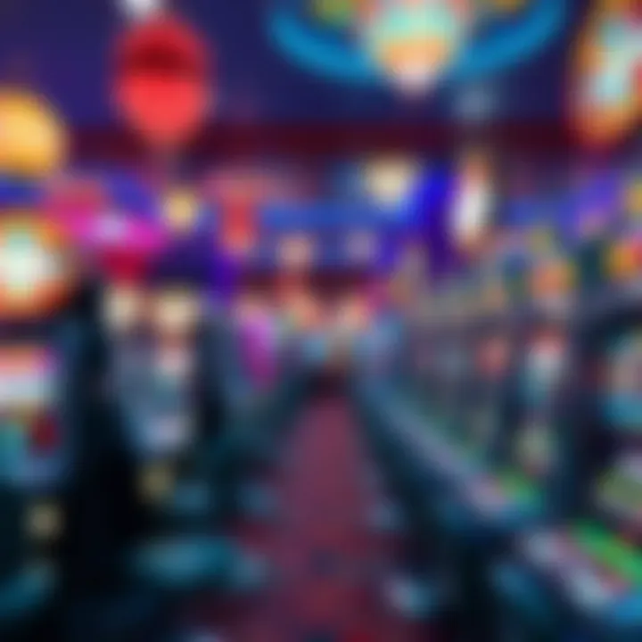 Vibrant gaming floor with slot machines