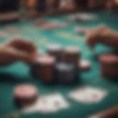 Gambling chips and cards on a vibrant casino table