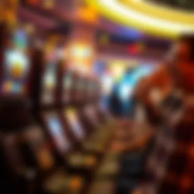 Excited players engaging with slot machines at a casino