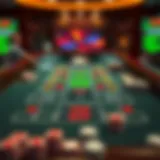 A detailed view of an online craps table interface showcasing the digital layout and betting options