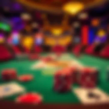 Vibrant Poker Table Setup A vibrant poker table setup with colorful chips and cards