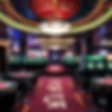 Luxurious casino interior showcasing vibrant gaming tables