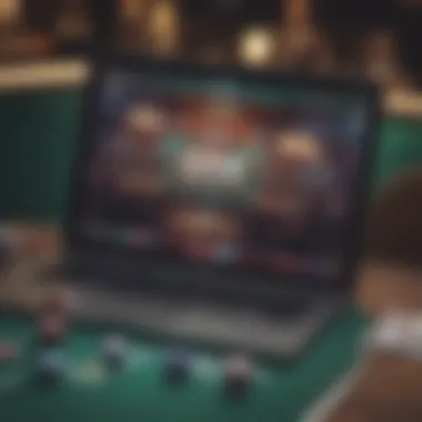 Illustration of a computer screen showing an online poker game interface