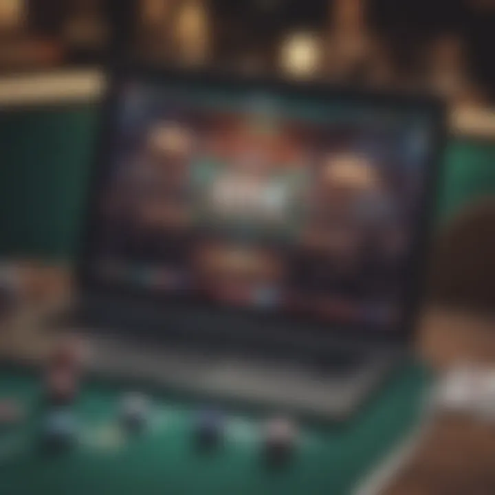 Illustration of a computer screen showing an online poker game interface