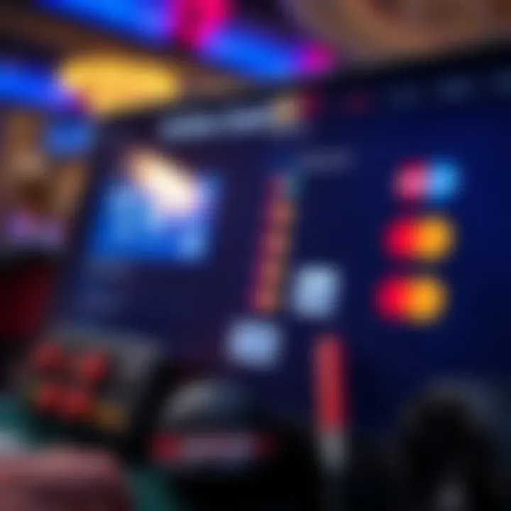 Online Gambling with Credit Card Options A digital screen displaying online gambling options with credit card logos